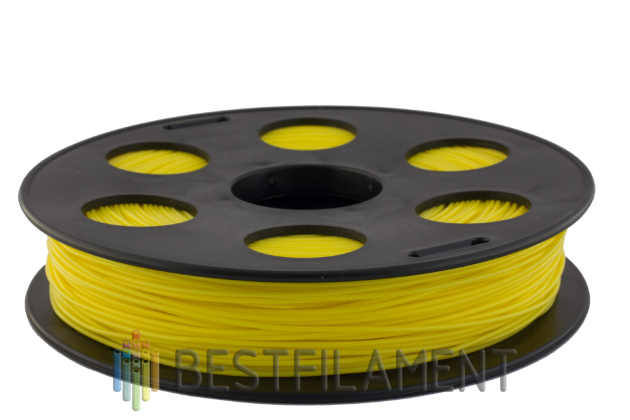 Желтый Bflex пластик Bestfilament для 3D-принтеров 0.5 кг (2,85 мм) Гибкий резиноподобный пластик BFlex пластик для 3D-принтера. Диаметр 1,75 мм. Вес 0.5 кг. Цвет желтый