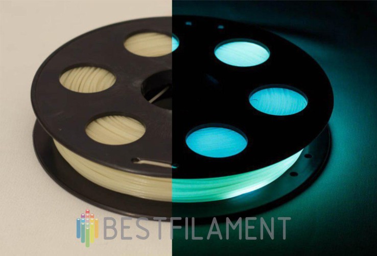 Светящийся в темноте PLA пластик Bestfilament для 3D-принтеров, цвет бирюзовый, 0,5 кг (1,75 мм)