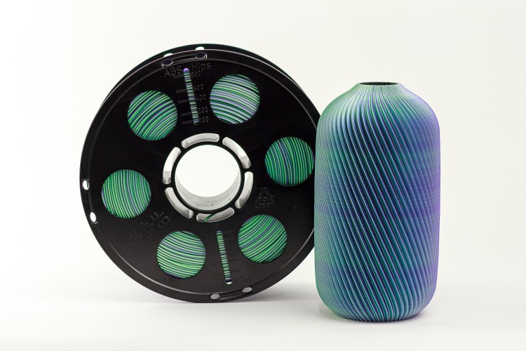 Трехцветный PLA шелк фиолетовый зеленый желтый пластик Bestfilament для 3D-принтеров 1 кг (1,75 мм)