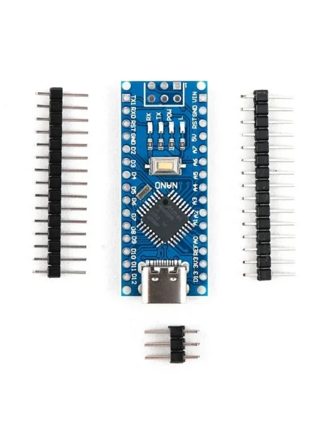 Контроллер Type-C USB Arduino Nano Плата микроконтроллера Nano технически может сделать все, что возможно для Arduino UNO, но при этом Nano ATmega328P имеет намного меньше размер, что позволяет использовать ее в проектах которые требуют минимальной компоновки и сборки.

Характеристики:
Микроконтроллер АTmega328
Количество выводов на плате 30 шт.
Рабочее напряжение (логическая уровень) не более 5 В
Напряжение питания: 3,3В – 12В
Цифровые Входы/Выходы: 14 (6 из которых могут использоваться как выходы широтно-импульсной модуляции)
Аналоговые входы: 8
Постоянный ток через вход/выход: 40 мА
Флеш-память 32 Кб при этом 2 Кб используются для загрузчика
Оперативная память: 2 Кб
Электрически стираемая программируемая постоянная память: 1 Кб