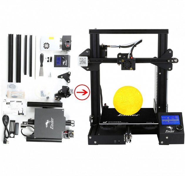 3D принтер Creality3D Ender 3 (набор для сборки) 3D принтер Creality3D Ender 3 - популярная недорогая модель 3d-принтера. Область печати: 22 х 22 х 25 см.