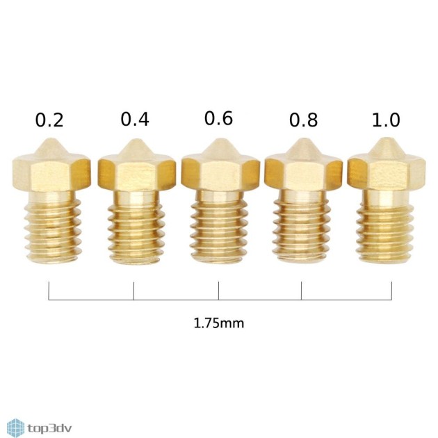 Набор сопел Е3D 0.2, 0.4, 0.6, 0.8, 1.0 мм латунь Набор сопел Е3D 0.2, 0.4, 0.6, 0.8, 1.0 мм латунь
