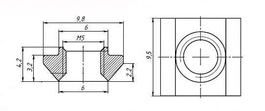 Сухарь пазовый М3 паз 6 профиль 2020 20шт